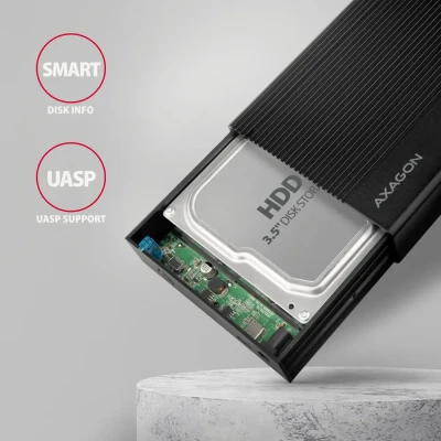AXAGON Ribbed aluminum USB 3.2 Gen 1 - SATA 6G external box for 3.5" HDD  |  EE35-GTR