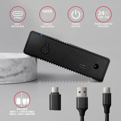 AXAGON Ribbed aluminum USB 3.2 Gen 1 - SATA 6G external box for 3.5" HDD  |  EE35-GTR