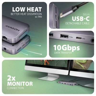 AXAGON USB-C 10Gbps GEN2COMBO 12in1 Hub  |  HMC-12GM2