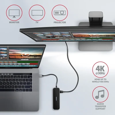 AXAGON SuperSpeed USB-C COMBO 6in1 Hub  |  HMC-6GL