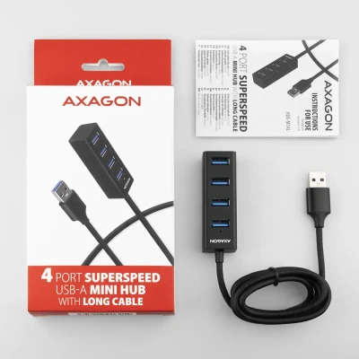 AXAGON Miniature metal four-port USB 3.2 Gen 1 hub  |  HUE-M1AL