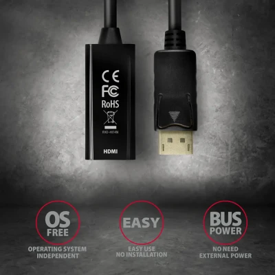 AXAGON  |  Active adapter  |  DisplayPort to HDMI  |  0.15 m