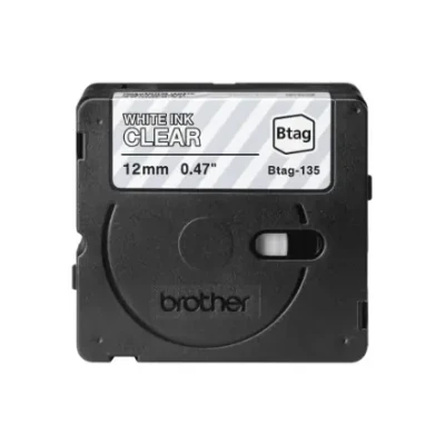 Brother BTAG-135  |  White on Clear  |  Btag