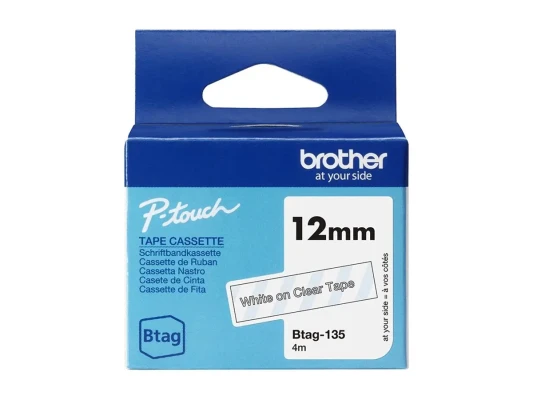 Brother BTAG-135  |  White on Clear  |  Btag