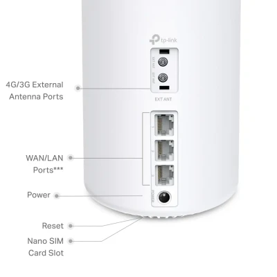 TP-LINK 4G+ AX1500 Whole Home Mesh Wi-Fi 6 maršrutētājs  |  Deco X10-4G (1 iepakojums)  |  802.11ax  |  1201 Mbit / s  |  Mesh atbalsts Nē  |  MU-MiMO Nē  |  Nav mobilā platjoslas