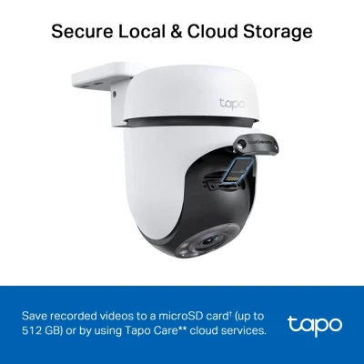 TP-LINK  |  Pan / Tilt drošības Wi-Fi kamera  |  Tapo C510W  |  Kupols  |  3 MP  |  3.9mm  |  IP65  |  H.264  |  MicroSD, līdz 512 GB
