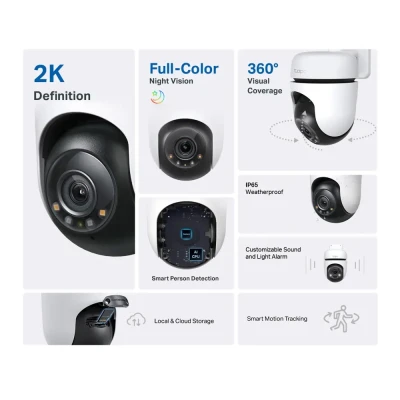 TP-LINK  |  Pan / Tilt drošības Wi-Fi kamera  |  Tapo C510W  |  Kupols  |  3 MP  |  3.9mm  |  IP65  |  H.264  |  MicroSD, līdz 512 GB