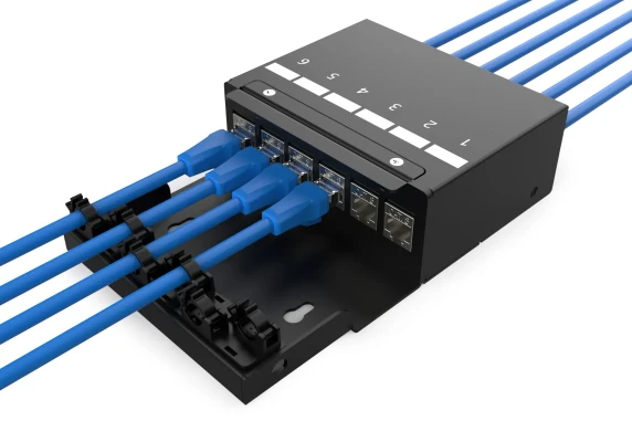 Digitus Consolidation point box, 6-port Keystone modules with intelligent cable manager  |  DN-93708-6