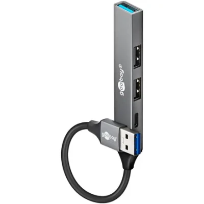 Goobay Slim 4-Port USB Hub, USB-A to USB-C / USB-A, 5 Gbit / s  |  74458