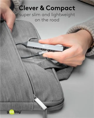 Goobay Slim 4-Port USB Hub, USB-C to USB-A, 5 Gbit / s  |  74457