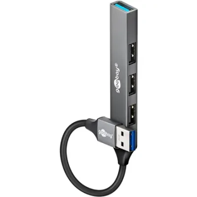 Goobay Slim 4-Port USB Hub, USB-A to USB-A, 5 Gbit / s  |  74456