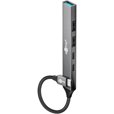 Goobay Slim 5-Port USB Hub, USB-C to USB-C / USB-A, 5 Gbit / s  |  74460
