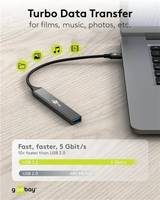 Goobay Slim 5-Port USB Hub, USB-C to USB-C / USB-A, 5 Gbit / s  |  74460