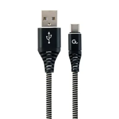Cablexpert  |  Premium kokvilnas pinums Type-C USB uzlādes un datu kabelis, 1 m  |  CC-USB2B-AMCM-1M-BW