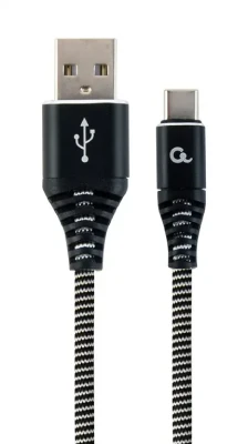Cablexpert  |  Premium kokvilnas pinums Type-C USB uzlādes un datu kabelis, 1 m  |  CC-USB2B-AMCM-1M-BW