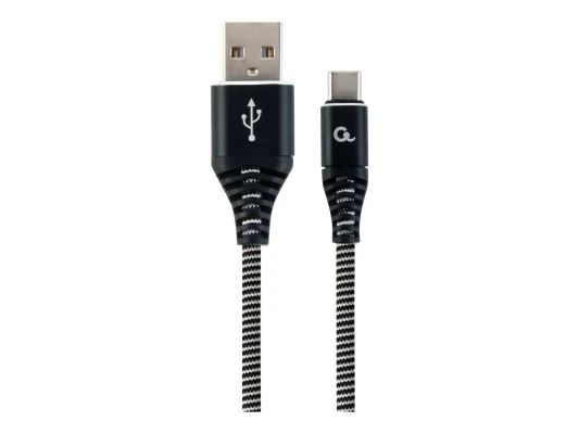 Cablexpert  |  Premium kokvilnas pinums Type-C USB uzlādes un datu kabelis, 1 m  |  CC-USB2B-AMCM-1M-BW