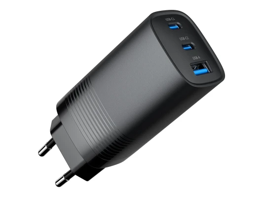 Cablexpert 3-port 65 W GaN USB PowerDelivery fast charger  |  TA-UC-PDQC65-01-BK