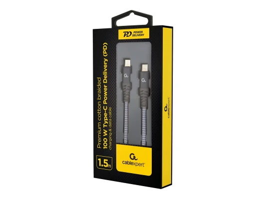 Cablexpert  |  100 Вт Type-C Power Delivery (PD) премиум зарядный и дата-кабель, 1.5 м  |  CC-USB2B-CMCM100-1.5M
