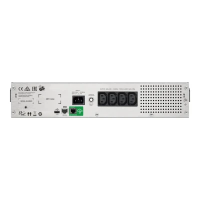 Schneider Electric APC Smart-UPS C, Rackmount 2U, 4x IEC C13 outlets, SmartConnect port, USB and serial communication, AVR, graphic LCD  |  SMC1000I-2UC  |  1000 VA  |  600 W  |  230 V