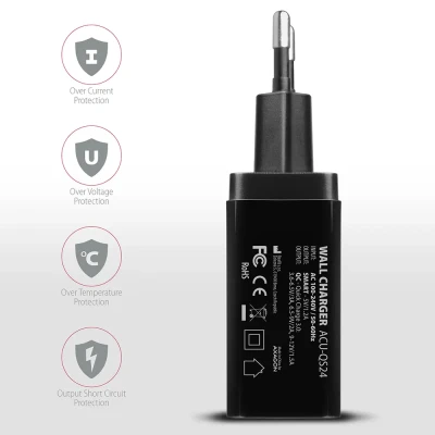 AXAGON Dual wallcharger 240V / 2x USB port QC3.0 / AFC / FCP and 5V-1.2A, 24W  |  ACU-QS24