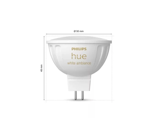 Philips Hue WA 12V MR16, упаковка 2 шт  |  GU5.3  |  5.1 Вт  |  Теплый до холодного белого света