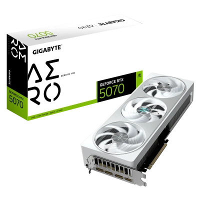 Gigabyte GeForce RTX 5070 AERO OC 12G  |  NVIDIA  |  12 GB  |  GeForce RTX 5070  |  HDMI ports skaits 1  |  PCI-E 5.0