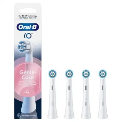 Oral-B  |  Replaceable toothbrush heads  |  iO Gentle Care  |  Heads  |  For adults  |  Number of brush heads included 4  |  Number of teeth brushing modes Does not apply  |  White