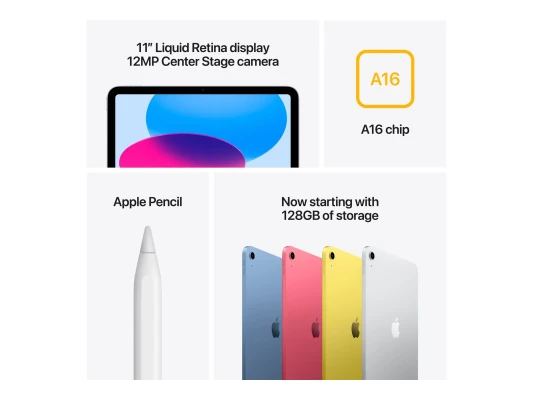 Apple iPad  |  11 "  |  Silver  |  Liquid Retina  |  2360 x 1640 pixels  |  256 GB  |  Wi-Fi  |  Bluetooth  |  5.3  |  iOS  |  Warranty 12 month(s)