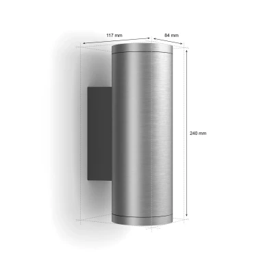 Philips Hue WCA Appear Outdoor Wall Lantern, Inox  |  8 W  |  2000-6500 Hue White Colour Ambiance