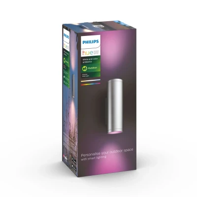Philips Hue WCA Appear Outdoor Wall Lantern, Inox  |  8 W  |  2000-6500 Hue White Colour Ambiance