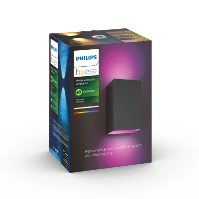 Philips Hue WCA Resonate Outdoor Wall Lantern, Black  |  8 W  |  2000-6500 Hue White Colour Ambiance