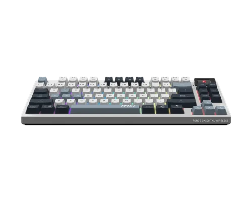 MSI FORGE GK600 TKL БЕСПРОВОДНАЯ SKY  |  Игровая клавиатура  |  Беспроводная  |  US  |  Bluetooth  |  2.4 GHz, Bluetooth, USB 2.0  |  Механическая линейная