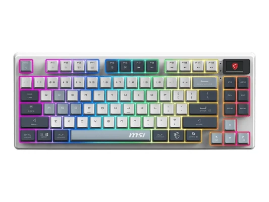 MSI FORGE GK600 TKL БЕСПРОВОДНАЯ SKY  |  Игровая клавиатура  |  Беспроводная  |  US  |  Bluetooth  |  2.4 GHz, Bluetooth, USB 2.0  |  Механическая линейная