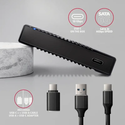 AXAGON USB-C 10Gbps RIBBED Box  |  EE25-GTR