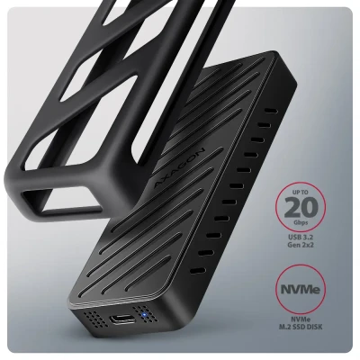 AXAGON USB-C 20Gbps - M.2 NVMe SSD ARMORED Box  |  EEM2-20G