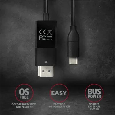 AXAGON Active cable  |  USB-C to DisplayPort  |  1.8 m