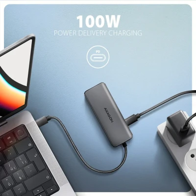AXAGON USB 5Gbps hub, 3x USB-A, HDMI 4k / 30Hz, PD 100W, 100cm USB-C cable  |  HMC-5H
