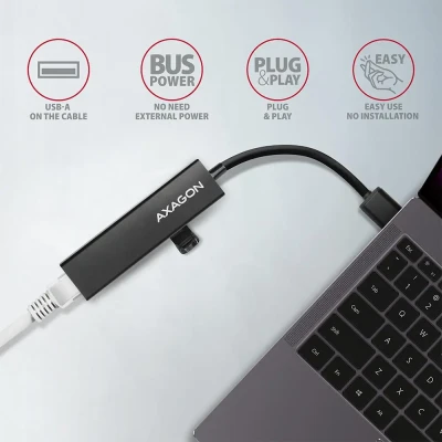 AXAGON SuperSpeed USB-A Hub and Gigabit LAN  |  HMA-GL3A