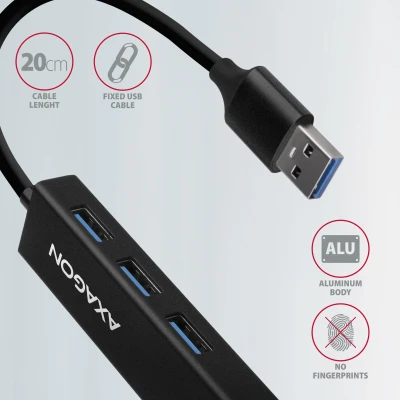 AXAGON SuperSpeed USB-A Hub and Gigabit LAN  |  HMA-GL3A