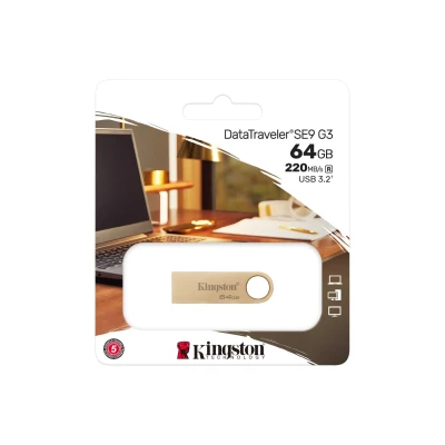 Kingston DataTraveler SE9 G3  |  64 GB  |  USB 3.2  |  Gold