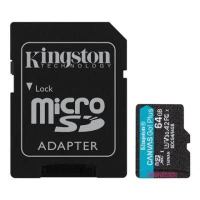 Kingston  |  Canvas Go! Plus  |  64 GB  |  SD  |  Flash memory class Class 10, UHS-I, U3, V30, A2