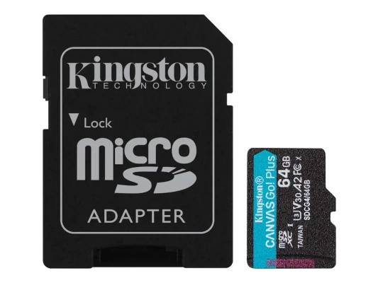 Kingston  |  Canvas Go! Plus  |  64 GB  |  SD  |  Flash memory class Class 10, UHS-I, U3, V30, A2