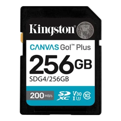 Kingston  |  Canvas Go! Plus  |  256 GB  |  SD  |  Flash memory class Class 10, UHS-I, U3, V30