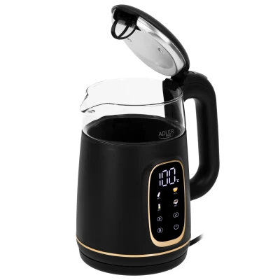 Adler Kettle with LED Display  |  AD 1305  |  Electric  |  2200 W  |  1.7 L  |  Plastic  |  360° rotational base  |  Black / Gold