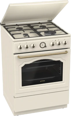 Gorenje plīts  |  GKS6C71CLI  |  Plīts veids Gāze  |  Cepeškrāsns veids Elektriska  |  Zelta  |  Platums 60 cm  |  Dziļums 60 cm  |  71 L