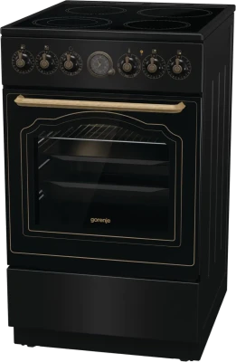 Gorenje Cooker  |  GECS5B70CLB  |  Hob type Vitroceramic  |  Oven type Electric  |  Black  |  Width 50 cm  |  Depth 59.4 cm  |  70 L
