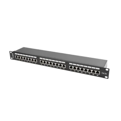 Lanberg  |  Patch Panel 24 Port 1U 19" CAT.5E FT with Cable Organizer Shielded  |  PPS5-1024-B  |  Black