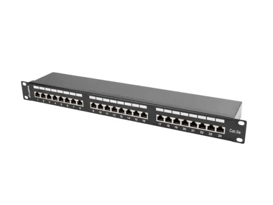 Lanberg  |  Patch Panel 24 Port 1U 19" CAT.5E FT with Cable Organizer Shielded  |  PPS5-1024-B  |  Black