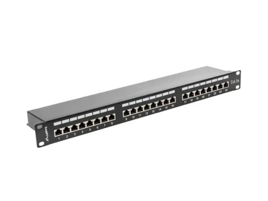 Lanberg  |  Patch Panel 24 Port 1U 19" CAT.5E FT with Cable Organizer Shielded  |  PPS5-1024-B  |  Black