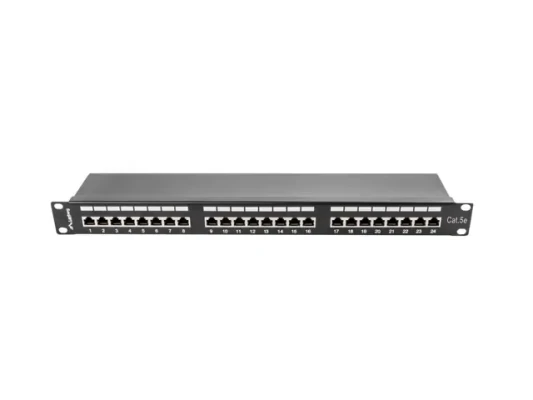 Lanberg  |  Patch Panel 24 Port 1U 19" CAT.5E FT with Cable Organizer Shielded  |  PPS5-1024-B  |  Black
